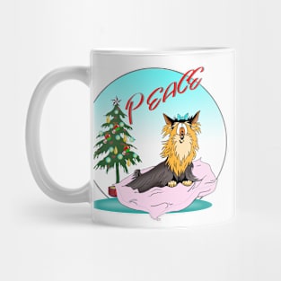 Yorkshire Terrier Christmas. Cartoon Mug